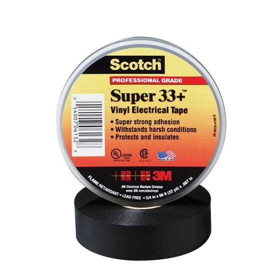 3M 33+SUPER-2INCHX36YD Scotch® Super 33+ Professional Grade Vinyl Electrical Tape - Black - 2" x 36 yd roll 3M 33+SUPER-2INCHX36YD Scotch® Super 33+ Professional Grade Vinyl Electrical Tape - Black - 2" x 36 yd roll