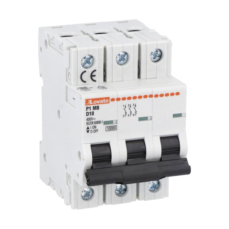 Lovato Electric P1MB3PD01 P1MB3PD01 Lovato - Miniature circuit breaker, 3P - 10kA. 3 modules, characteristic D, 1A Lovato Electric P1MB3PD01 P1MB3PD01 Lovato - Miniature circuit breaker, 3P - 10kA. 3 modules, characteristic D, 1A