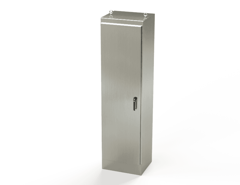 Saginaw Control SCE-90EL2420SSFS S.S. EL FS Enclosure, Height:90.00", Width:24.00", Depth:20.00", #4 brushed finish on all exterior surfaces. Optional sub-panels are powder coated white. Saginaw Control SCE-90EL2420SSFS S.S. EL FS Enclosure, Height:90.00", Width:24.00", Depth:20.00", #4 brushed finish on all exterior surfaces. Optional sub-panels are powder coated white.