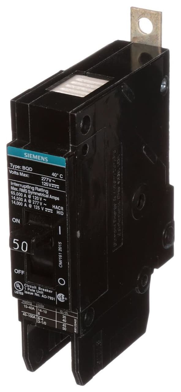 Siemens BQD150 Siemens BQD150 Miniature Circuit Breakers (MCBs) 1P 50A 277V Siemens BQD150 Siemens BQD150 Miniature Circuit Breakers (MCBs) 1P 50A 277V