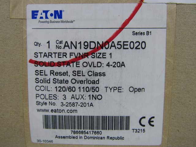 AN19DN0A5E020 Part Image. Manufactured by Eaton.