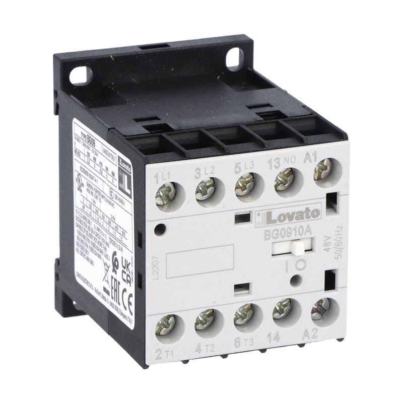 Lovato Electric 11BG0910A042 11BG0910A042 Lovato - Three-pole contactor, IEC operating current Ie (AC3) = 9A, AC coil 50/60Hz, 42VAC, 1NO auxiliary contact Lovato Electric 11BG0910A042 11BG0910A042 Lovato - Three-pole contactor, IEC operating current Ie (AC3) = 9A, AC coil 50/60Hz, 42VAC, 1NO auxiliary contact