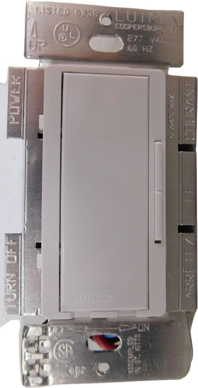 Lutron RD-RD-277-WH 277 VAC 50/60 Hz, Fluorescent, Gloss White, Tap On/Off Switch, Fade to Off Switch, Multi-Location, Wall Mount, Neutral Wire Lutron RD-RD-277-WH 277 VAC 50/60 Hz, Fluorescent, Gloss White, Tap On/Off Switch, Fade to Off Switch, Multi-Location, Wall Mount, Neutral Wire