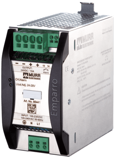 Murr Elektronik 85441 85441 Murrelektronik - EMPARRO POWER SUPPLY 1-PHASE, IN: 100-240VAC OUT: 24-28VDC/10A, Power Boost - for 4 seconds 50% additional power Murr Elektronik 85441 85441 Murrelektronik - EMPARRO POWER SUPPLY 1-PHASE, IN: 100-240VAC OUT: 24-28VDC/10A, Power Boost - for 4 seconds 50% additional power