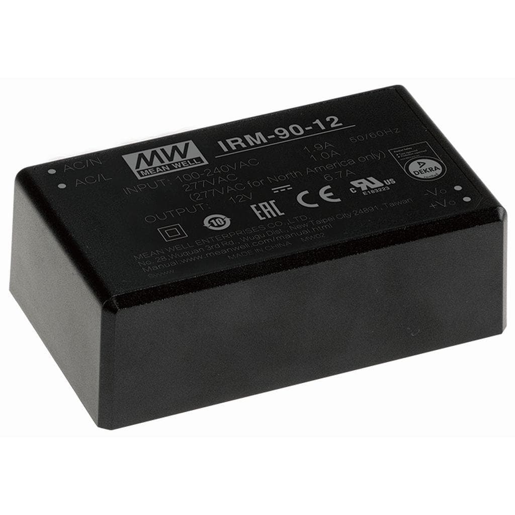 MEAN WELL IRM-90-24 AC-DC Single output Encapsulated power supply; Output 24Vdc at 4.13A; PCB mount style; miniature size MEAN WELL IRM-90-24 AC-DC Single output Encapsulated power supply; Output 24Vdc at 4.13A; PCB mount style; miniature size