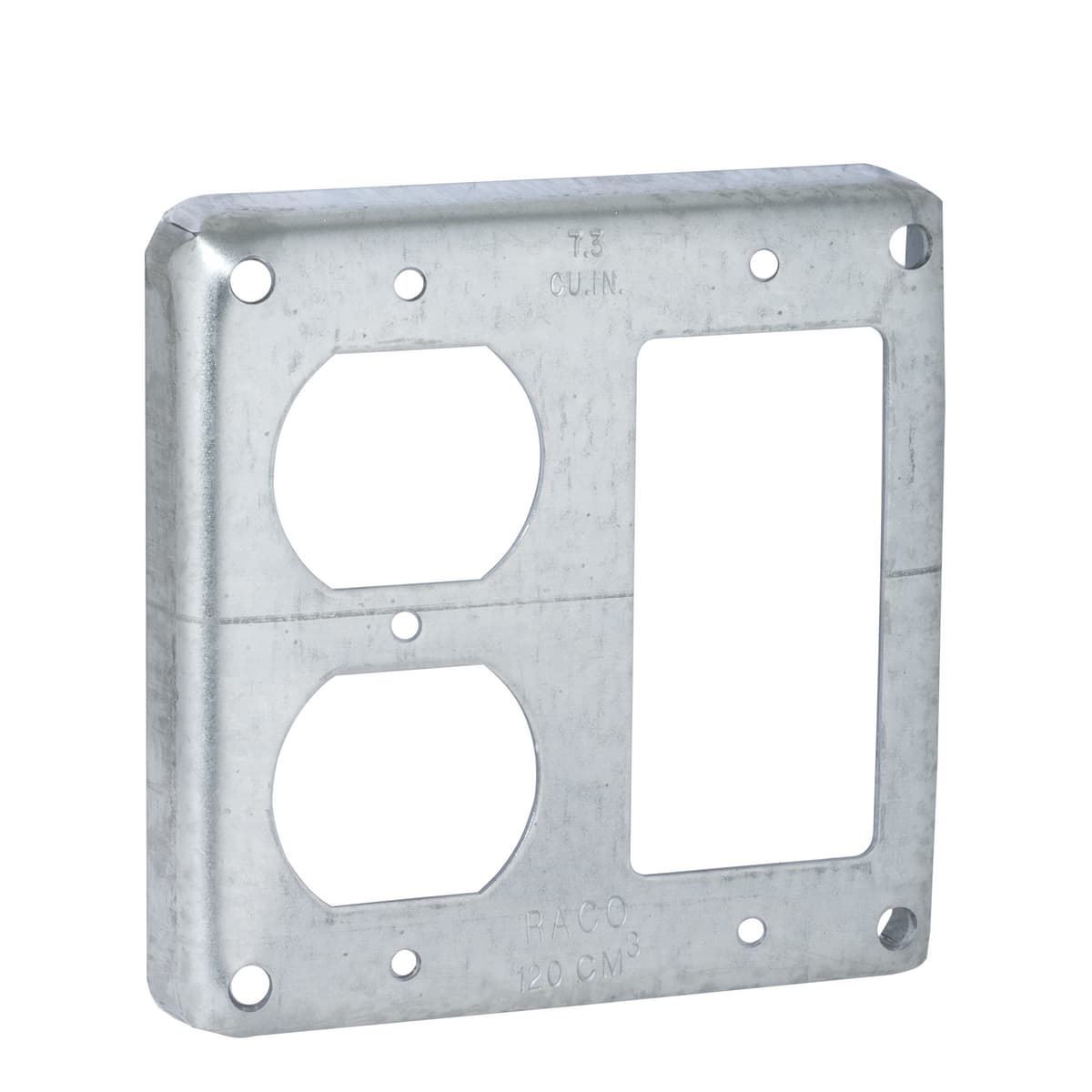 Hubbell 915 DISCONTINUED - 4 in. Square Cover, Exposed Work, Extra Capacity, GFCI/Duplex ; RACO® exposed work covers include required hardware for mounting the receptacle(s) ; RACO® exposed work covers meet the requirements of the 2014 NEC Article 250.146(A). No bon Hubbell 915 DISCONTINUED - 4 in. Square Cover, Exposed Work, Extra Capacity, GFCI/Duplex ; RACO® exposed work covers include required hardware for mounting the receptacle(s) ; RACO® exposed work covers meet the requirements of the 2014 NEC Article 250.146(A). No bon