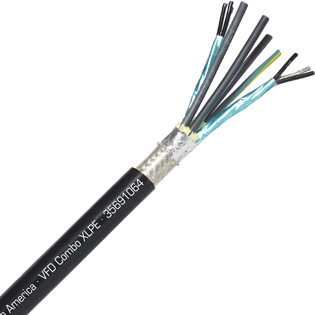 SAB 35691064 VFD Combo XLPE - 10 AWG/4c, oil resistant exposed run VFD cable with 18/2pr, UL, CSA, CE, RoHS SAB 35691064 VFD Combo XLPE - 10 AWG/4c, oil resistant exposed run VFD cable with 18/2pr, UL, CSA, CE, RoHS