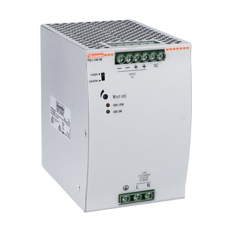 Lovato Electric PSL124048 PSL124048 Lovato - DIN rail switching power supply, single-phase. 48VDC, 5A/240W Lovato Electric PSL124048 PSL124048 Lovato - DIN rail switching power supply, single-phase. 48VDC, 5A/240W