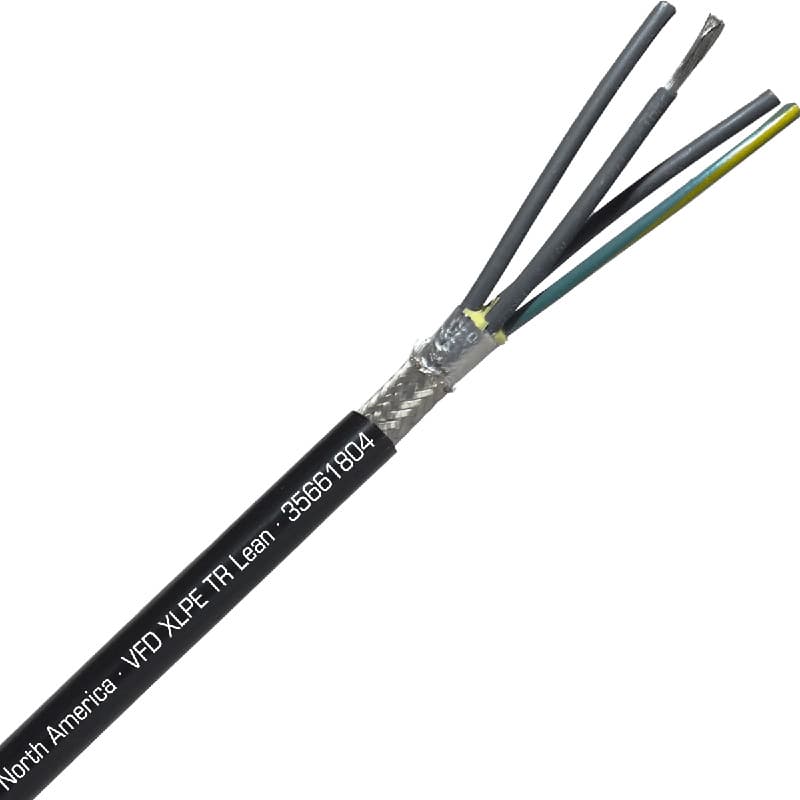 SAB 35661804 VFD XLPE TR Lean - 18 AWG/4c, oil resistant XLPE insulated VFD cable, foil and braid shield, UL, CSA, CE, RoHS SAB 35661804 VFD XLPE TR Lean - 18 AWG/4c, oil resistant XLPE insulated VFD cable, foil and braid shield, UL, CSA, CE, RoHS
