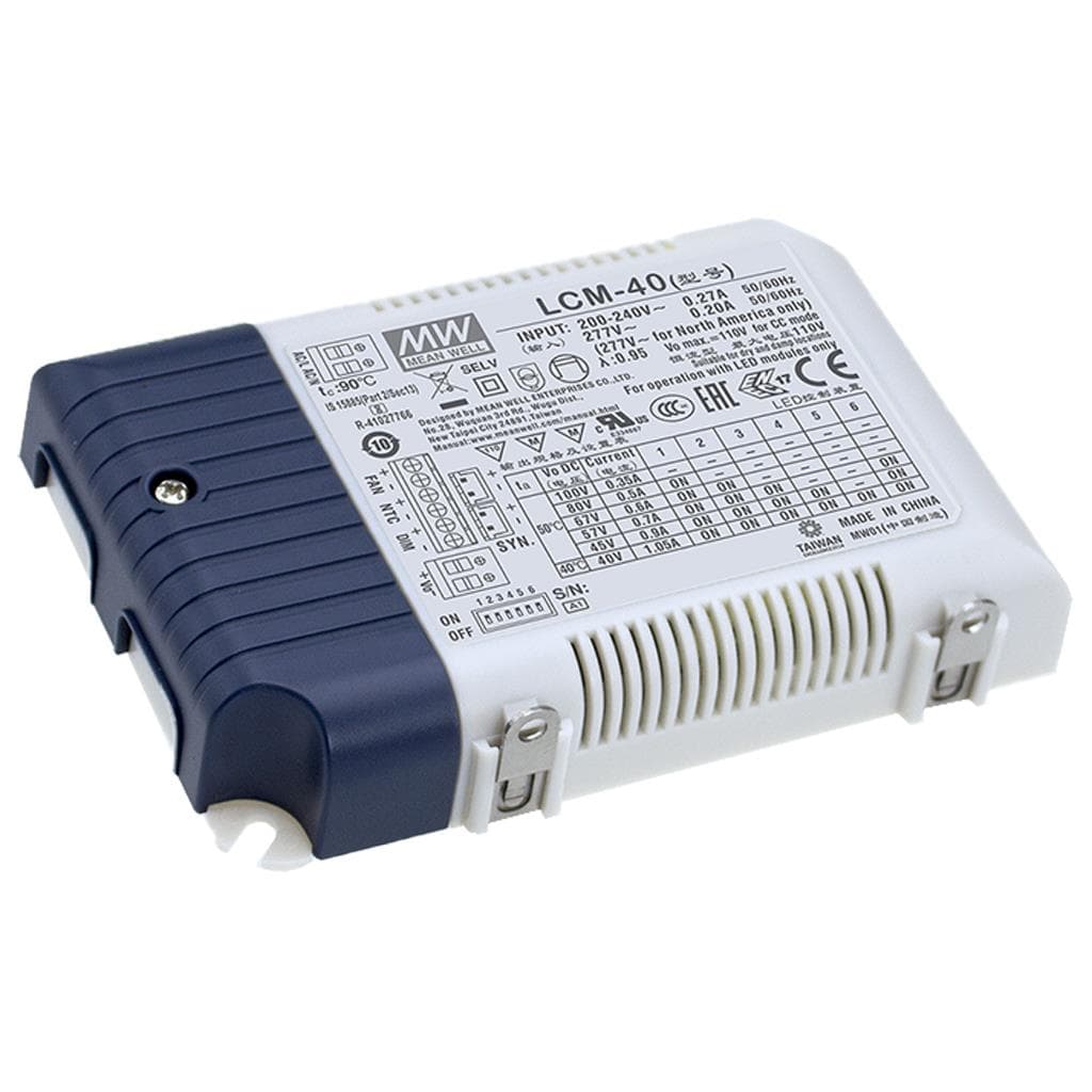 MEAN WELL LCM-40SVA AC-DC Multi-Stage LED driver Constant Current (CC); Modular output 0.35A/0.5A/0.6A/0.7A/0.9A/1.05A; Silvair Bluetooth control protocol and push dimming MEAN WELL LCM-40SVA AC-DC Multi-Stage LED driver Constant Current (CC); Modular output 0.35A/0.5A/0.6A/0.7A/0.9A/1.05A; Silvair Bluetooth control protocol and push dimming