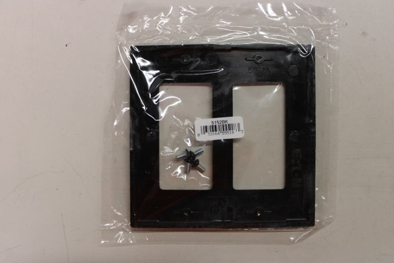 Eaton 5152BK 5152BK Eaton - Eaton Decorator / GFCI wallplate, Black, Decorator Cutout, Nylon, Two- gang, Standard Eaton 5152BK 5152BK Eaton - Eaton Decorator / GFCI wallplate, Black, Decorator Cutout, Nylon, Two- gang, Standard