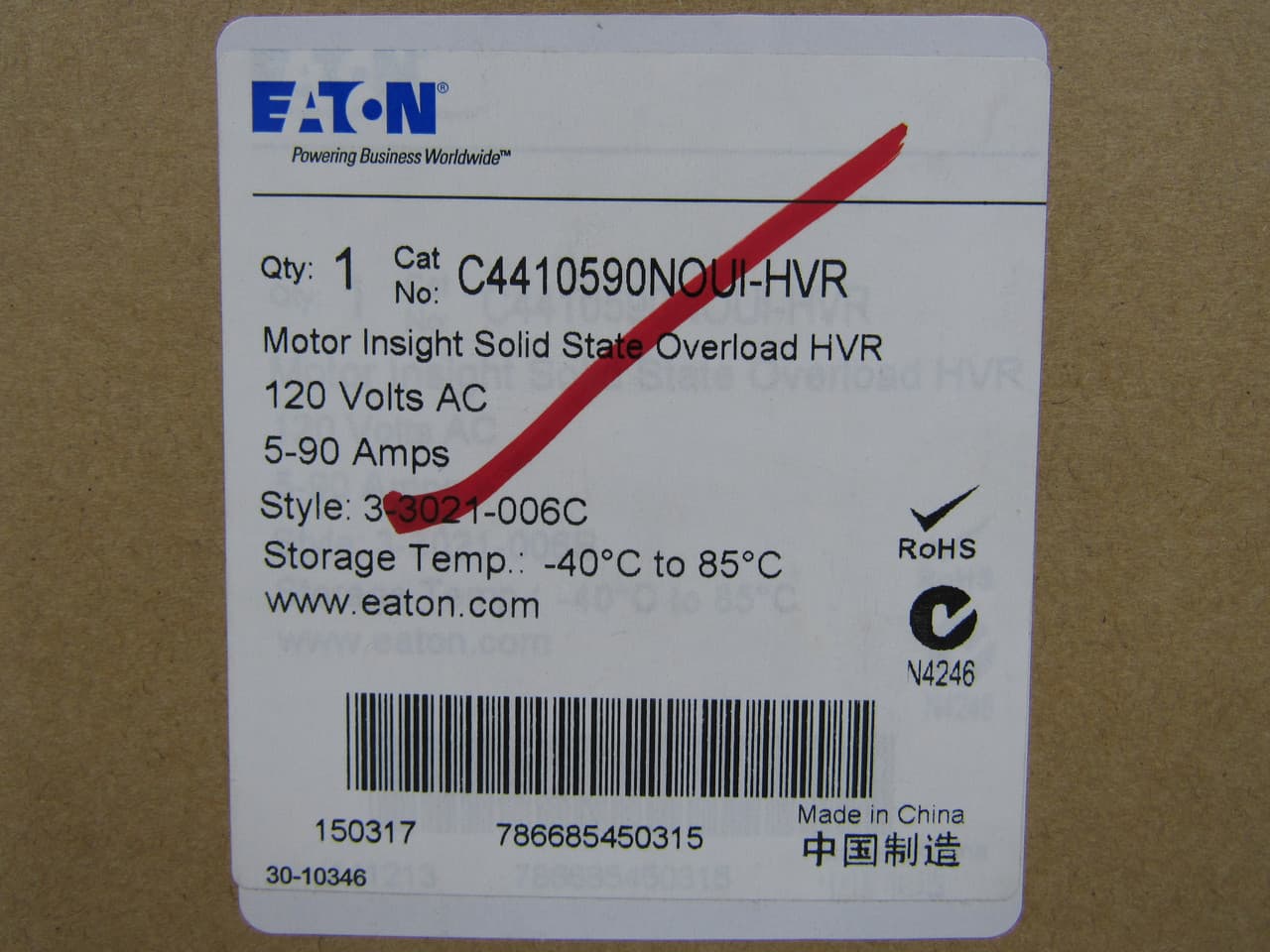 Eaton C4410590NOUI-HVR C4410590NOUI-HVR Eaton - MI OVERLOAD 5-90A 120V CONTROL POWERED W/ HIGHER VOLTAGE Eaton C4410590NOUI-HVR C4410590NOUI-HVR Eaton - MI OVERLOAD 5-90A 120V CONTROL POWERED W/ HIGHER VOLTAGE