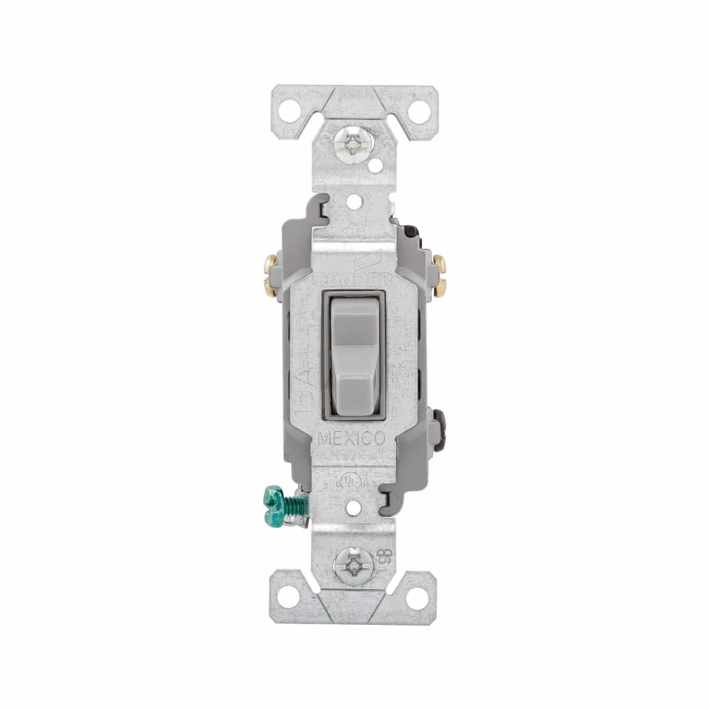 Eaton CSB315GY CSB315GY Eaton - Eaton commercial grade toggle switch, #14-10 AWG, 15A, Commercial, Wall, 120/277V, Back and side, Screw, Gray, Three-Way, Brass, Terminals: 0.031 in Eaton CSB315GY CSB315GY Eaton - Eaton commercial grade toggle switch, #14-10 AWG, 15A, Commercial, Wall, 120/277V, Back and side, Screw, Gray, Three-Way, Brass, Terminals: 0.031 in