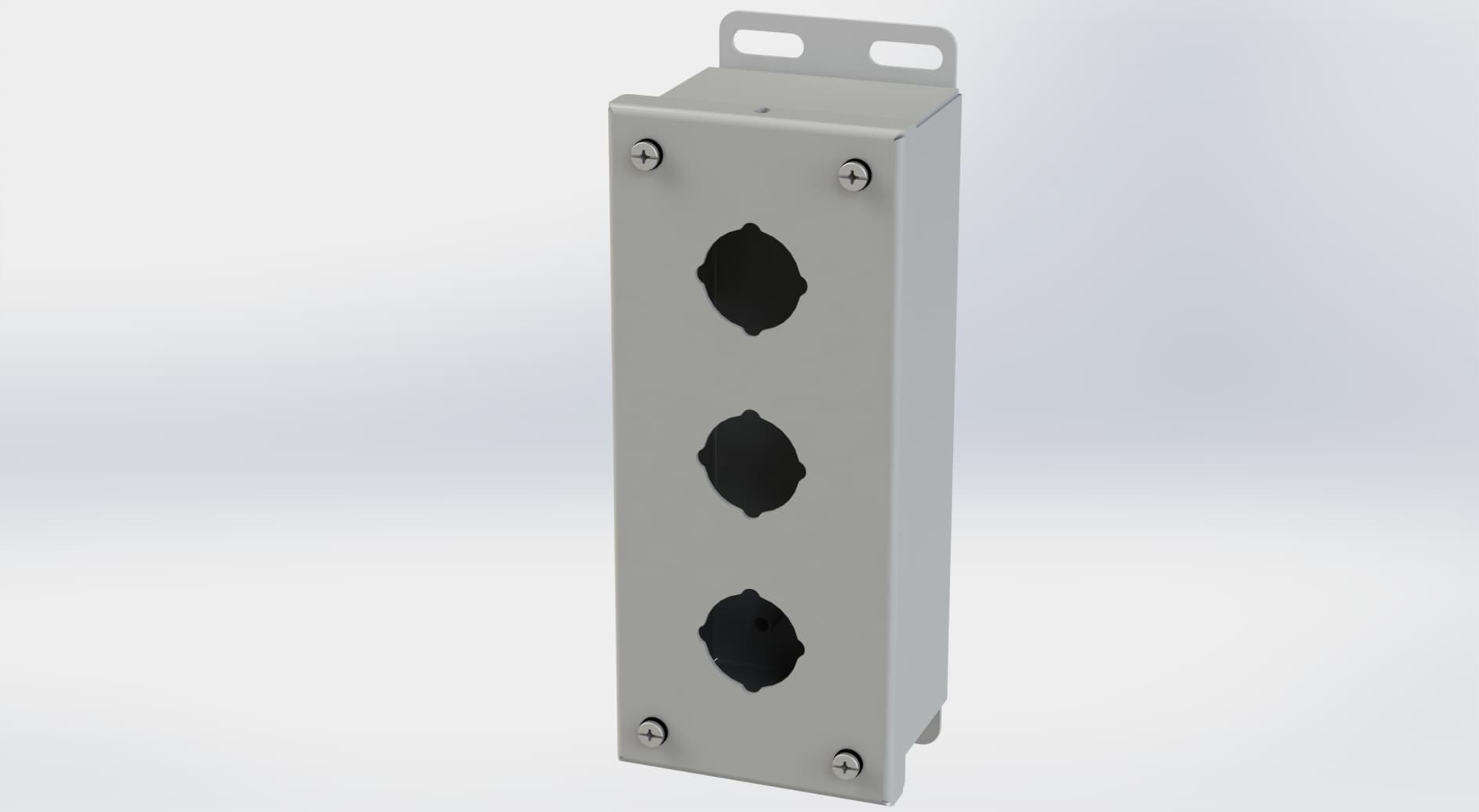 Saginaw Control SCE-3PB PB Enclosure, Height:8.00", Width:3.25", Depth:2.75", ANSI-61 gray powder coating inside and out. Saginaw Control SCE-3PB PB Enclosure, Height:8.00", Width:3.25", Depth:2.75", ANSI-61 gray powder coating inside and out.