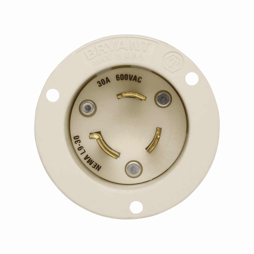 Eaton CWL930FI CWL930FI Eaton - Eaton auto grip locking flanged inlet, #14-8 AWG, 30A, Industrial, 600V, Back wiring, White, L9-30, Two-pole, Three-wire, Nylon, -40° to 60°C Eaton CWL930FI CWL930FI Eaton - Eaton auto grip locking flanged inlet, #14-8 AWG, 30A, Industrial, 600V, Back wiring, White, L9-30, Two-pole, Three-wire, Nylon, -40° to 60°C