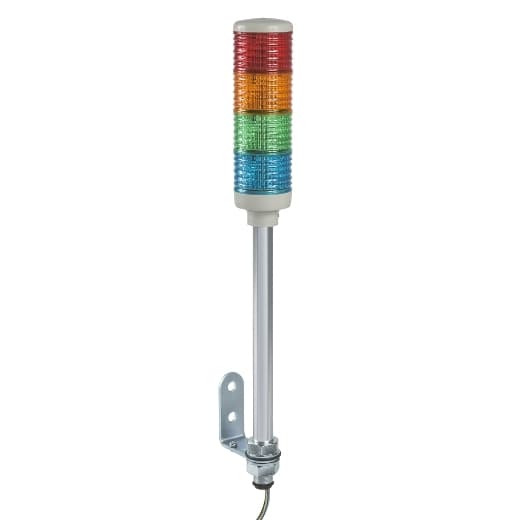 Schneider Electric XVC6B4 Schneider Electric XVC6B4 is a monolithic tower light from the XVC6 sub-range, designed for both horizontal and vertical mounting. This pre-assembled and pre-cabled tower light features a cylindrical shape with a diameter of 60mm and includes a 4-tier steady light system. It operates on a control and supply voltage of 24 Vac and 24 Vdc, respectively. The XVC6B4 offers light colors in red, orange, green, and blue (ROGB). It is equipped with a degree of protection rated at IP54 for general use and IP23 when mounted on a vertical surface. Schneider Electric XVC6B4 Schneider Electric XVC6B4 is a monolithic tower light from the XVC6 sub-range, designed for both horizontal and vertical mounting. This pre-assembled and pre-cabled tower light features a cylindrical shape with a diameter of 60mm and includes a 4-tier steady light system. It operates on a control and supply voltage of 24 Vac and 24 Vdc, respectively. The XVC6B4 offers light colors in red, orange, green, and blue (ROGB). It is equipped with a degree of protection rated at IP54 for general use and IP23 when mounted on a vertical surface.