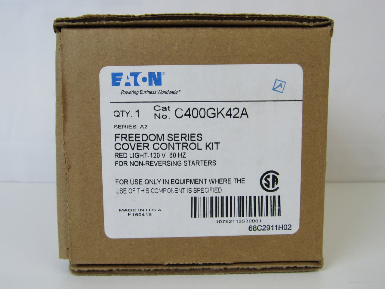 Eaton C400GK42A C400GK42A Eaton - Eaton Freedom NEMA cover control kit, Cover Control Kit, Non-reversing pilot device, Freedom series, NEMA 1 enclosure, Red run pilot, 120V Eaton C400GK42A C400GK42A Eaton - Eaton Freedom NEMA cover control kit, Cover Control Kit, Non-reversing pilot device, Freedom series, NEMA 1 enclosure, Red run pilot, 120V