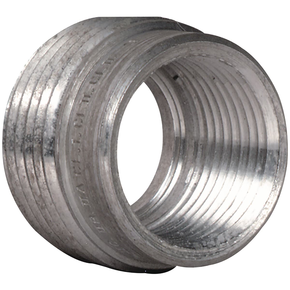 Hubbell R-10 1/2" to 3/8" Reducing Bushing, Aluminum ; Tapered threads (NPT) ; Smooth internal bushing protects conductors ; Threaded for Rigid Conduit or IMC ; Killark’s reducing bushings and adapters assist in reducing the trade size of tapped holes and its smooth Hubbell R-10 1/2" to 3/8" Reducing Bushing, Aluminum ; Tapered threads (NPT) ; Smooth internal bushing protects conductors ; Threaded for Rigid Conduit or IMC ; Killark’s reducing bushings and adapters assist in reducing the trade size of tapped holes and its smooth