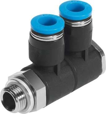 Festo 186224 multiple distributor QSLV2-G1/8-6 2-fold, 360° orientable. Size: Standard, Nominal size: 3,2 mm, Type of seal on screw-in stud: Sealing ring, Assembly position: Any, Design structure: Push/pull principle Festo 186224 multiple distributor QSLV2-G1/8-6 2-fold, 360° orientable. Size: Standard, Nominal size: 3,2 mm, Type of seal on screw-in stud: Sealing ring, Assembly position: Any, Design structure: Push/pull principle