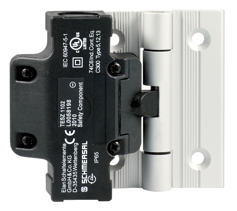 Schmersal TESZ1102/S TESZ1102/S Schmersal - Safety switch for hinged guards; Hinge safety switch; 2 cable entries M 20 x 1.5; Simple fitting, especially on 40 mm profiles; Thermoplastic enclosure; Double-insulated; Good resistance to oil and petroleum spirit; 111,5 mm x 92 mm x 36 mm Schmersal TESZ1102/S TESZ1102/S Schmersal - Safety switch for hinged guards; Hinge safety switch; 2 cable entries M 20 x 1.5; Simple fitting, especially on 40 mm profiles; Thermoplastic enclosure; Double-insulated; Good resistance to oil and petroleum spirit; 111,5 mm x 92 mm x 36 mm
