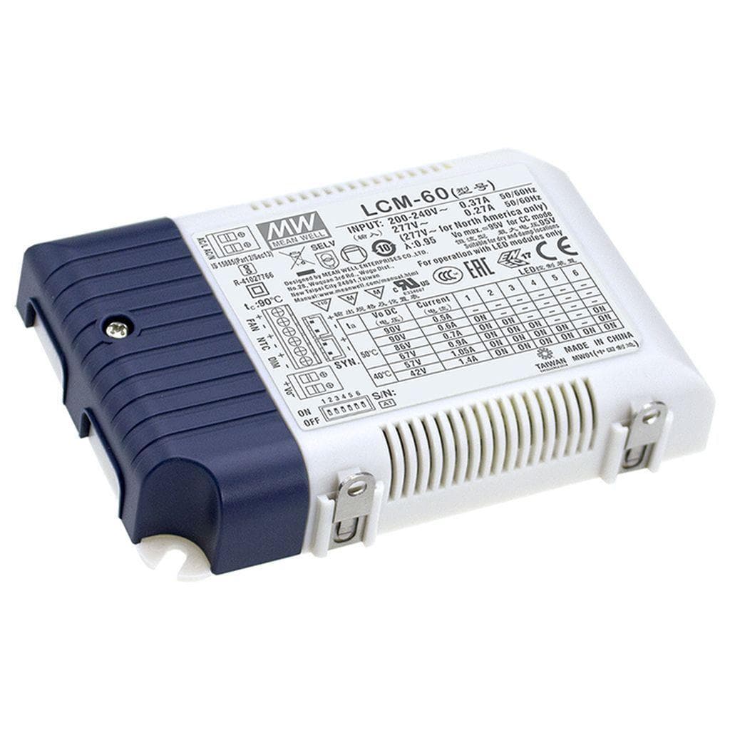 MEAN WELL LCM-60 AC-DC Multi-Stage LED driver Constant Current (CC); Modular output 0.5A/0.6A/0.7A/0.9A/1.05A/1.4A; dimming 0-10Vdc & PWM; extra 12Vdc at 50mA MEAN WELL LCM-60 AC-DC Multi-Stage LED driver Constant Current (CC); Modular output 0.5A/0.6A/0.7A/0.9A/1.05A/1.4A; dimming 0-10Vdc & PWM; extra 12Vdc at 50mA