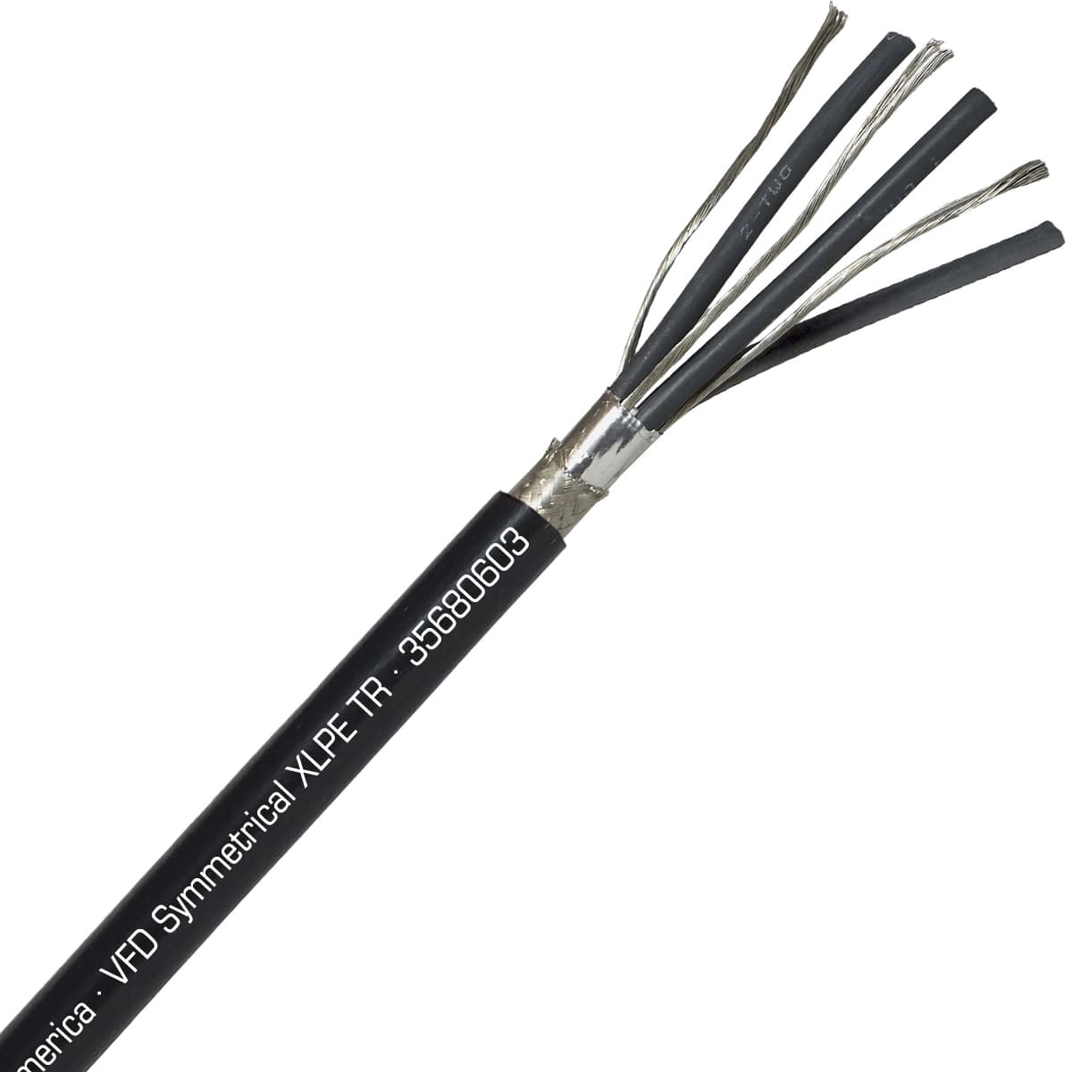 SAB 35680603 VFD Symmetrical XLPE TR - 6 AWG/3c, oil resistant shielded VFD cable with 12/3 ground, UL, CSA, CE, RoHS SAB 35680603 VFD Symmetrical XLPE TR - 6 AWG/3c, oil resistant shielded VFD cable with 12/3 ground, UL, CSA, CE, RoHS