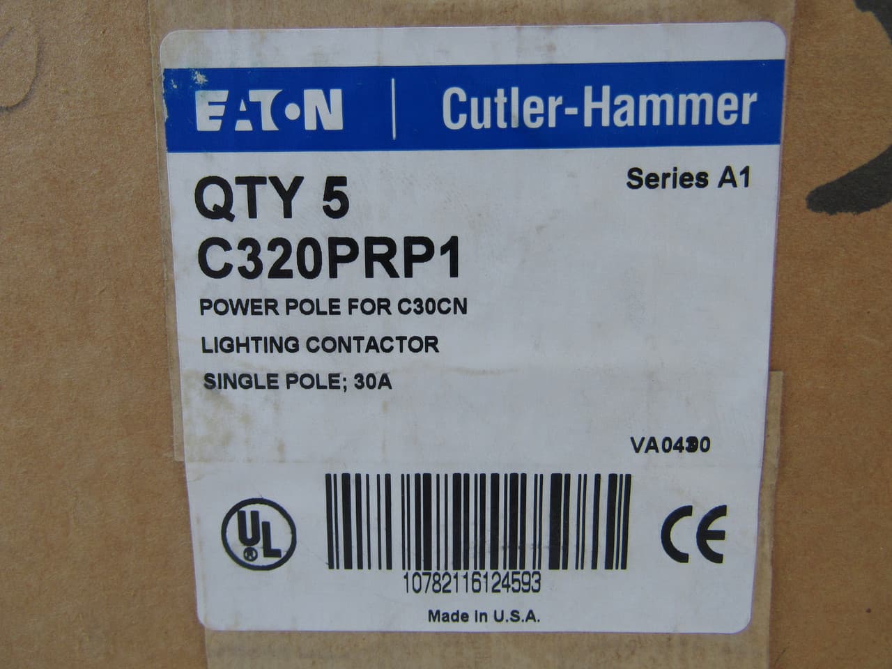 Eaton C320PRP1 C320PRP1 Eaton - C30 Accessory, Power pole, Used with C30 Lighting Contactor, Single-pole Eaton C320PRP1 C320PRP1 Eaton - C30 Accessory, Power pole, Used with C30 Lighting Contactor, Single-pole