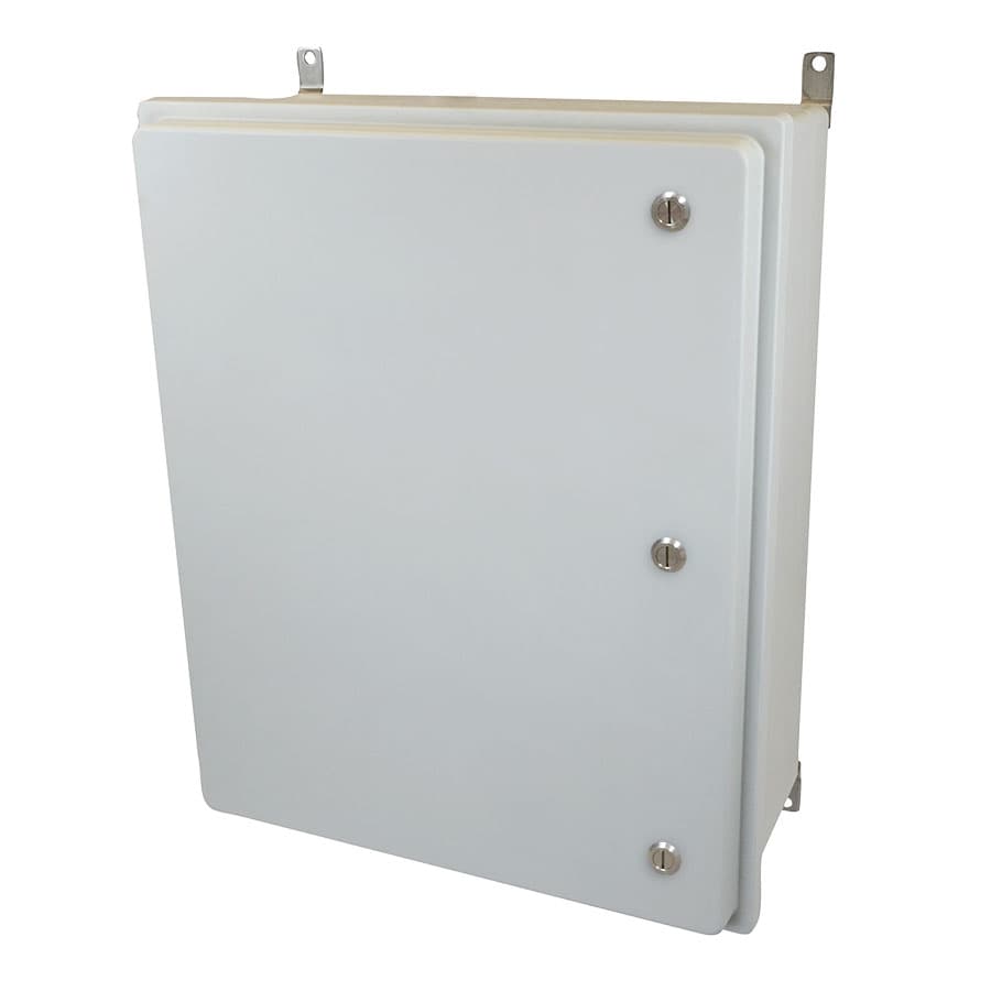 Allied Moulded Products AM30240RQT 30"x24"x10" Control Series fiberglass wall mount enclosure assembly with raised hinged cover and stainless-steel quarter-turn latch Allied Moulded Products AM30240RQT 30"x24"x10" Control Series fiberglass wall mount enclosure assembly with raised hinged cover and stainless-steel quarter-turn latch