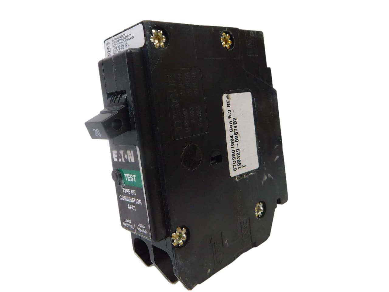 Eaton BRP120AF BRP120AF Eaton - Eaton BR AFCI circuit breaker, AFCI Combination circuit breaker, 15 A, 10 kAIC, Single-pole, 120 V, BR, Plug-on, #14-8 AWG Cu/Al, Type BR Loadcenters, Plug-on neutral Eaton BRP120AF BRP120AF Eaton - Eaton BR AFCI circuit breaker, AFCI Combination circuit breaker, 15 A, 10 kAIC, Single-pole, 120 V, BR, Plug-on, #14-8 AWG Cu/Al, Type BR Loadcenters, Plug-on neutral