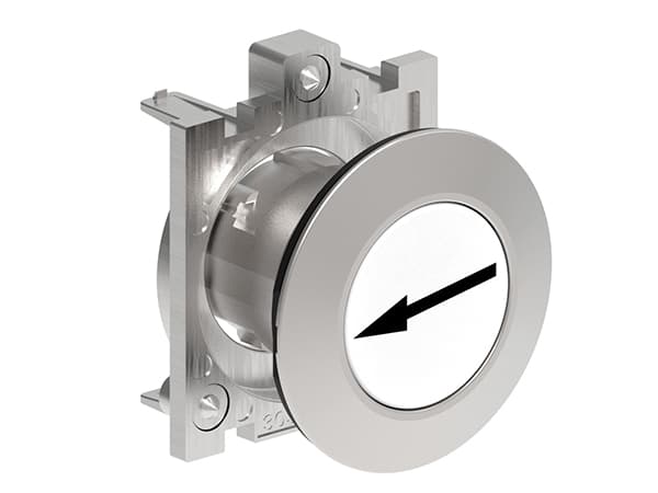 Lovato Electric LPFB1148 LPFB1148 Lovato - Pushbutton actuator, spring return, with symbol dia: 30mm Platinum series flat metal, flush, ‚Üê/White Lovato Electric LPFB1148 LPFB1148 Lovato - Pushbutton actuator, spring return, with symbol dia: 30mm Platinum series flat metal, flush, ‚Üê/White