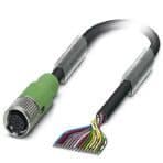 Phoenix Contact 1430802 Sensor/actuator cable, 17-position, PUR halogen-free, black RAL 9005, free cable end, on Socket straight M12 SPEEDCON, coding: A, cable length: 10 m Phoenix Contact 1430802 Sensor/actuator cable, 17-position, PUR halogen-free, black RAL 9005, free cable end, on Socket straight M12 SPEEDCON, coding: A, cable length: 10 m