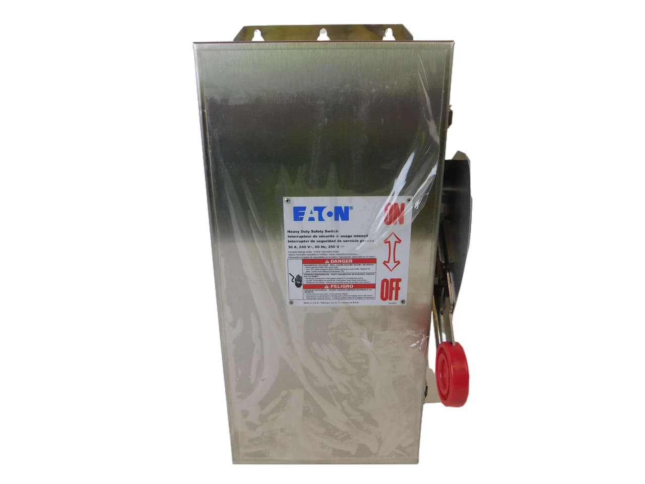 Eaton DH221FWK DH221FWK Eaton - Eaton Heavy duty single-throw fused safety switch, Enhanced visible blade, 30 A, NEMA 4X, 304 stainless steel, Class H, Fusible without neutral, Two-pole, Two-wire, 240 V, Max Hp: 1.5, 5 hp (1PH @240V/250 Vdc), #14-#2 Cu/Al Eaton DH221FWK DH221FWK Eaton - Eaton Heavy duty single-throw fused safety switch, Enhanced visible blade, 30 A, NEMA 4X, 304 stainless steel, Class H, Fusible without neutral, Two-pole, Two-wire, 240 V, Max Hp: 1.5, 5 hp (1PH @240V/250 Vdc), #14-#2 Cu/Al