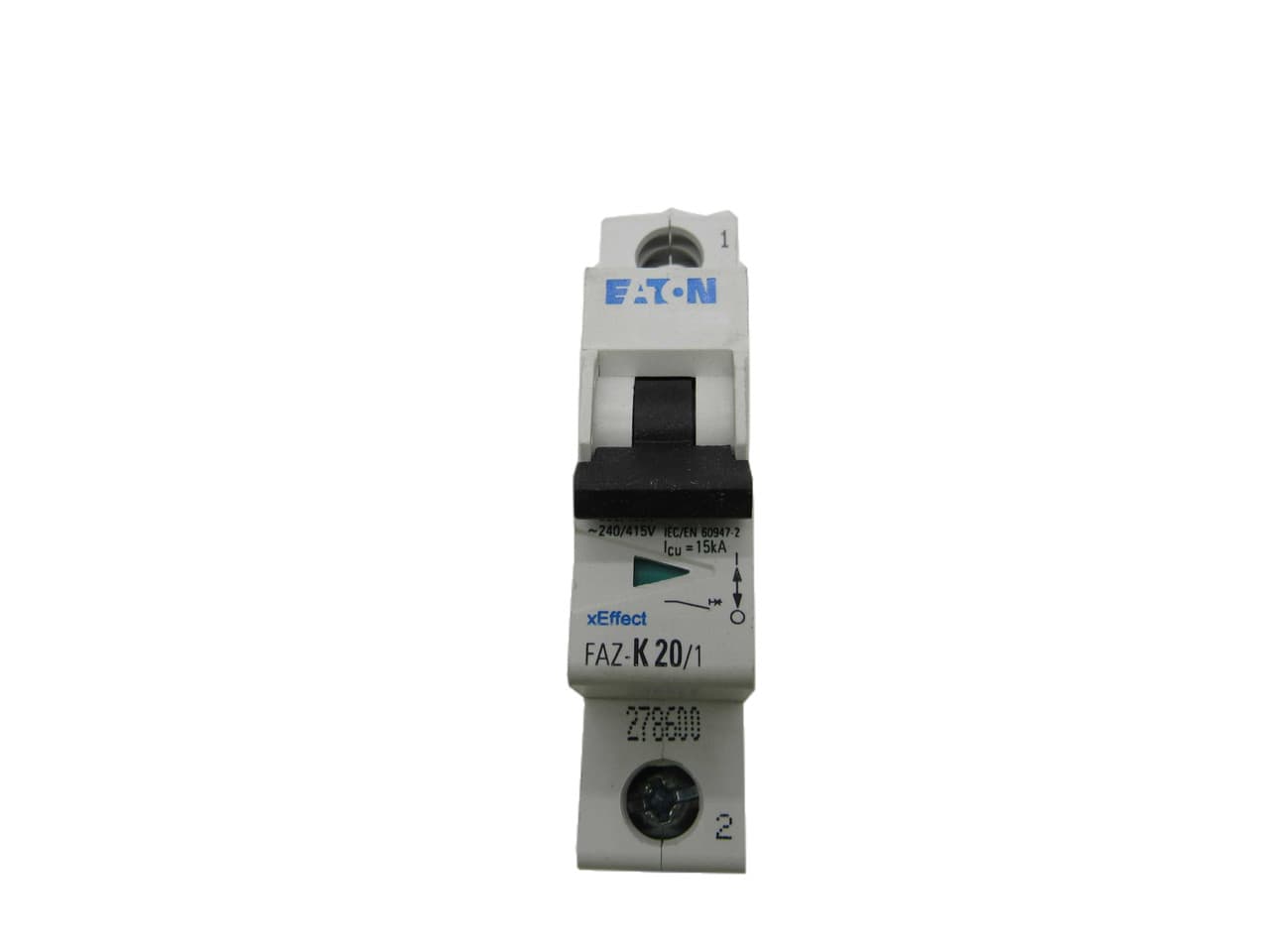 Eaton FAZ-K20/1 277/480 VAC 50/60 Hz, 20 A, 1-Pole, 10 kA, 8 to 12 x Rated Current, Line/Load Terminal, DIN Rail Mount, Standard Packaging, K-Curve, Current Limiting, Thermal Magnetic, Supplementary Protector Eaton FAZ-K20/1 277/480 VAC 50/60 Hz, 20 A, 1-Pole, 10 kA, 8 to 12 x Rated Current, Line/Load Terminal, DIN Rail Mount, Standard Packaging, K-Curve, Current Limiting, Thermal Magnetic, Supplementary Protector