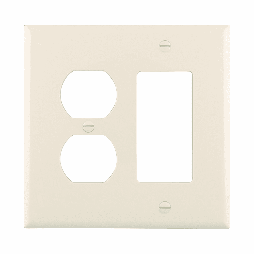 Eaton PJ826LA PJ826LA Eaton - Eaton Combination wallplate, Lt. Almond, Duplex receptacle, Decorator Cutout, Polycarbonate, Two- gang, Mid-size Eaton PJ826LA PJ826LA Eaton - Eaton Combination wallplate, Lt. Almond, Duplex receptacle, Decorator Cutout, Polycarbonate, Two- gang, Mid-size