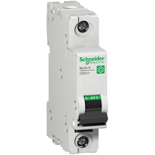 Schneider Electric M9F21102 Schneider Electric M9F21102 is a Miniature Circuit Breaker (MCB) within the C60SP sub-range, designed for a single pole configuration. It features a rated current of 2A and is compliant with UL1077 standards. The MCB operates with a rated insulation voltage (Ui) of 500V, a DC rated voltage of 60Vdc, and an AC operating voltage (Ue) of 415V. It is capable of handling rated impulse voltages (Uimp) up to 6kV. The short circuit breaking rating is specified as 14kA AIR for both 120Vac and 240Vac, and 10kA AIR for 277Vac and 65Vdc. The rated voltage for phase-to-neutral applications is 277V. This product protects a single pole and follows a B tripping curve. Schneider Electric M9F21102 Schneider Electric M9F21102 is a Miniature Circuit Breaker (MCB) within the C60SP sub-range, designed for a single pole configuration. It features a rated current of 2A and is compliant with UL1077 standards. The MCB operates with a rated insulation voltage (Ui) of 500V, a DC rated voltage of 60Vdc, and an AC operating voltage (Ue) of 415V. It is capable of handling rated impulse voltages (Uimp) up to 6kV. The short circuit breaking rating is specified as 14kA AIR for both 120Vac and 240Vac, and 10kA AIR for 277Vac and 65Vdc. The rated voltage for phase-to-neutral applications is 277V. This product protects a single pole and follows a B tripping curve.