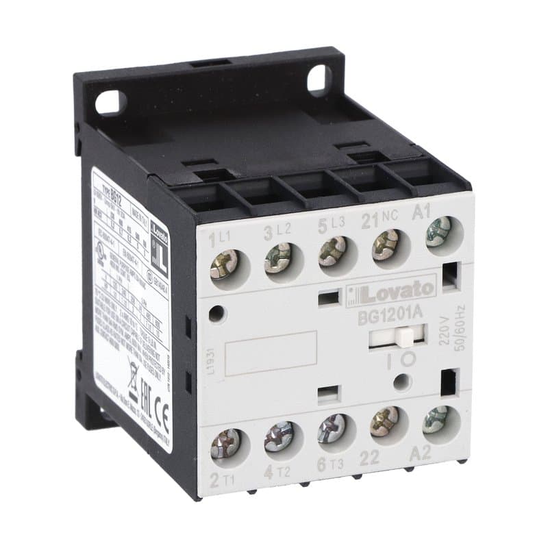 Lovato Electric 11BG1201A110 11BG1201A110 Lovato - Three-pole contactor, IEC operating current Ie (AC3) = 12A, AC coil 50/60Hz, 110VAC, 1NC auxiliary contact Lovato Electric 11BG1201A110 11BG1201A110 Lovato - Three-pole contactor, IEC operating current Ie (AC3) = 12A, AC coil 50/60Hz, 110VAC, 1NC auxiliary contact