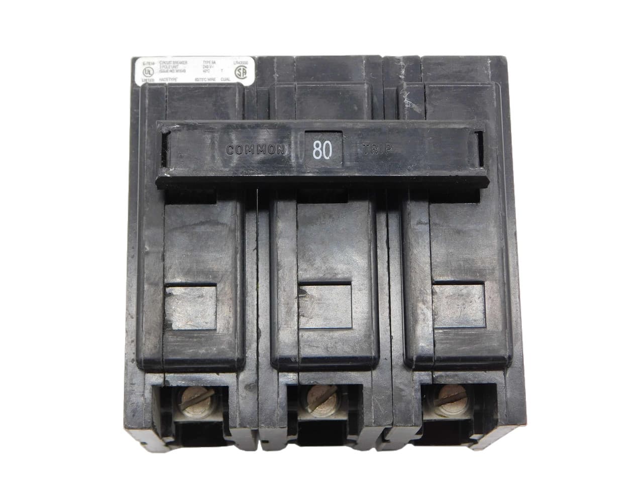 Eaton BAB3080H BAB3080H Eaton - Eaton Quicklag Industrial Thermal-Magnetic Circuit Breaker, 80A, BAB type, 10 kAIC, Bolt-on mounting, Three-pole, Non-Interchangeable, 240V Eaton BAB3080H BAB3080H Eaton - Eaton Quicklag Industrial Thermal-Magnetic Circuit Breaker, 80A, BAB type, 10 kAIC, Bolt-on mounting, Three-pole, Non-Interchangeable, 240V