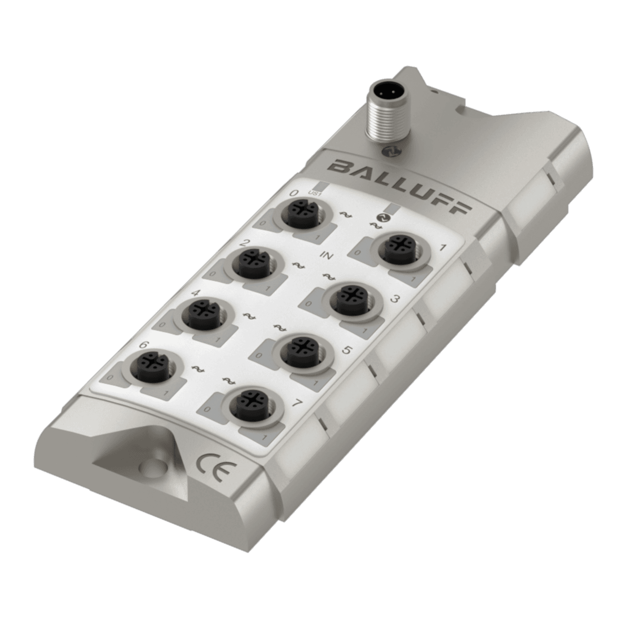 Balluff BNI00AJ IO-Link sensor/actuator hub, Interface: IO-Link 1.1, Operating voltage Ub: 18...30.2 VDC, Connection (COM 1): M12x1-Male, 4-pin, A-coded, Connection slots: 8x M12x1-Female, 5-pin, A-coded, Analog inputs: 8x Analog, voltage/analog, current/analog, temperat Balluff BNI00AJ IO-Link sensor/actuator hub, Interface: IO-Link 1.1, Operating voltage Ub: 18...30.2 VDC, Connection (COM 1): M12x1-Male, 4-pin, A-coded, Connection slots: 8x M12x1-Female, 5-pin, A-coded, Analog inputs: 8x Analog, voltage/analog, current/analog, temperat