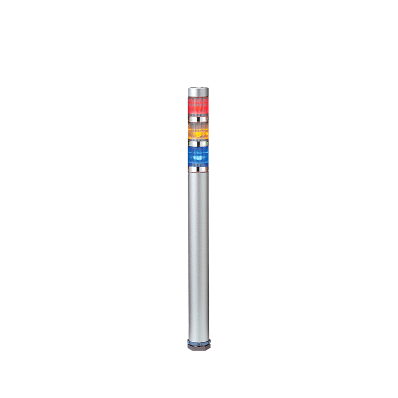 Patlite ME-302A-RYB 25mm, 3-Tier LED Signal Tower, 24V DC, NPN, continuous only, direct mount, 200mm long silver aluminum body, LED mod: red, amber, blue Patlite ME-302A-RYB 25mm, 3-Tier LED Signal Tower, 24V DC, NPN, continuous only, direct mount, 200mm long silver aluminum body, LED mod: red, amber, blue