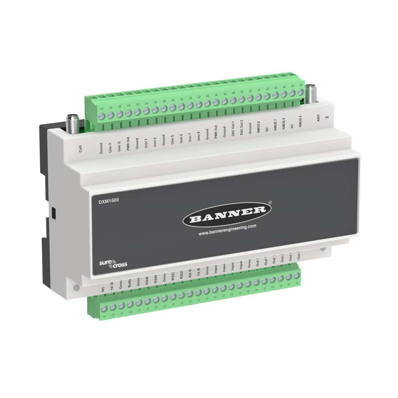Banner DXM150-S2R2 DXM150 Modbus Slave Device; Multihop Radio 900 MHz 1 W; Inputs: 2 Discrete, 8 Universal; Outputs: 8 Discrete, 2 Analog; RS485 Banner DXM150-S2R2 DXM150 Modbus Slave Device; Multihop Radio 900 MHz 1 W; Inputs: 2 Discrete, 8 Universal; Outputs: 8 Discrete, 2 Analog; RS485