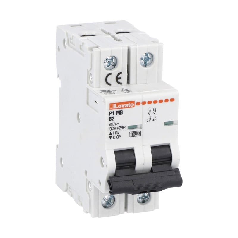 Lovato Electric P1MB2PB01 P1MB2PB01 Lovato - Miniature circuit breaker, 2P - 10kA. 2 modules, characteristic B, 1A Lovato Electric P1MB2PB01 P1MB2PB01 Lovato - Miniature circuit breaker, 2P - 10kA. 2 modules, characteristic B, 1A