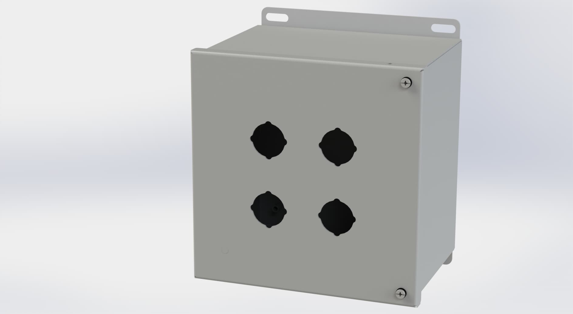 Saginaw Control SCE-4SPBH Hinged PB Enclosure, Height:8.13", Width:8.00", Depth:6.00", ANSI-61 gray powder coating inside and out. Optional sub-panels are powder coated white. Saginaw Control SCE-4SPBH Hinged PB Enclosure, Height:8.13", Width:8.00", Depth:6.00", ANSI-61 gray powder coating inside and out. Optional sub-panels are powder coated white.