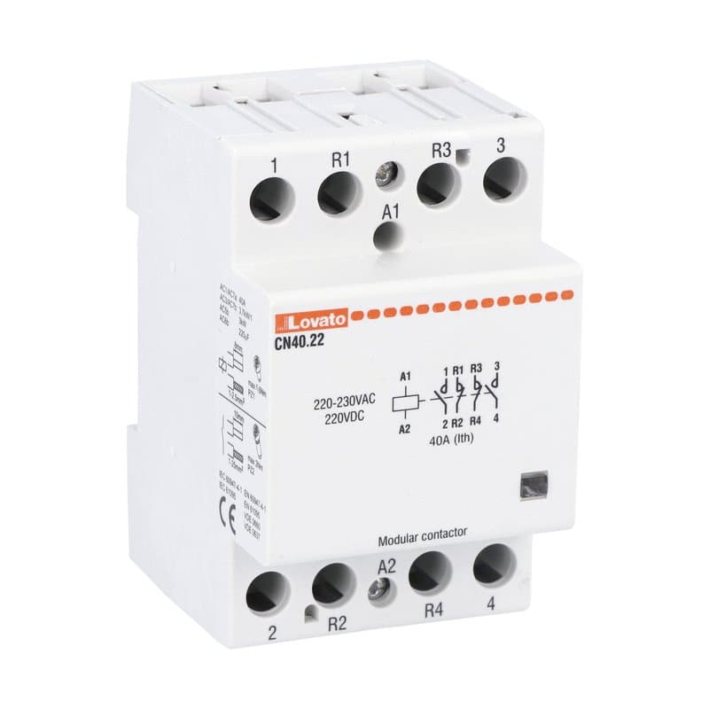 Lovato Electric CN4022220 CN4022220 Lovato - Modular contactor, three-pole or four-pole, 40A AC1, 220...230VAC (2NO+2NC)) Lovato Electric CN4022220 CN4022220 Lovato - Modular contactor, three-pole or four-pole, 40A AC1, 220...230VAC (2NO+2NC))
