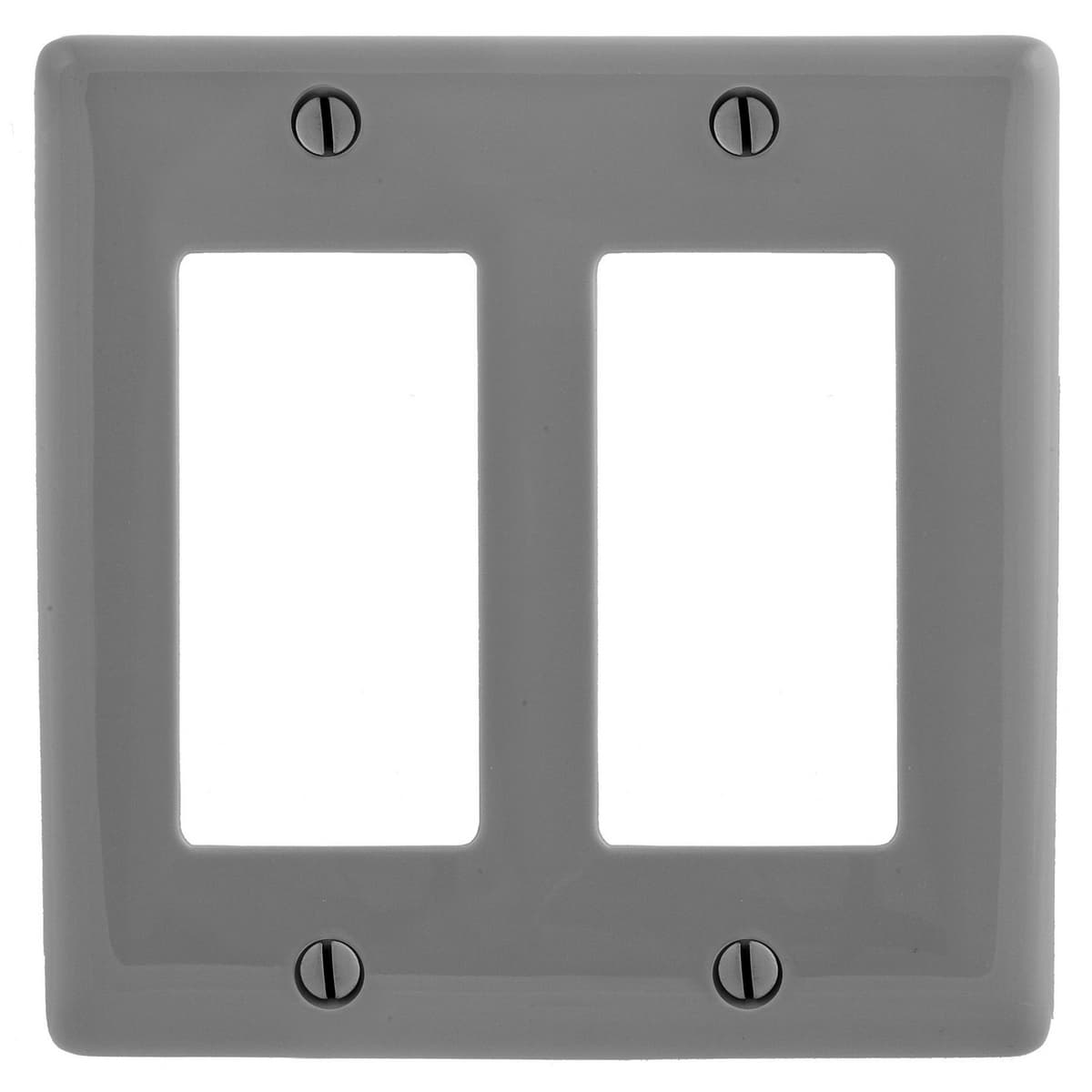 Hubbell NP262GY Wallplates and Box Covers, Wallplate, Nylon, 2-Gang, 2) Decorator, Gray ; Reinforcement ribs for extra strength ; Captive screw feature holds mounting screw in place ; High-impact, self-extinguishing nylon material ; Standard Size is 1/8" larger to give Hubbell NP262GY Wallplates and Box Covers, Wallplate, Nylon, 2-Gang, 2) Decorator, Gray ; Reinforcement ribs for extra strength ; Captive screw feature holds mounting screw in place ; High-impact, self-extinguishing nylon material ; Standard Size is 1/8" larger to give