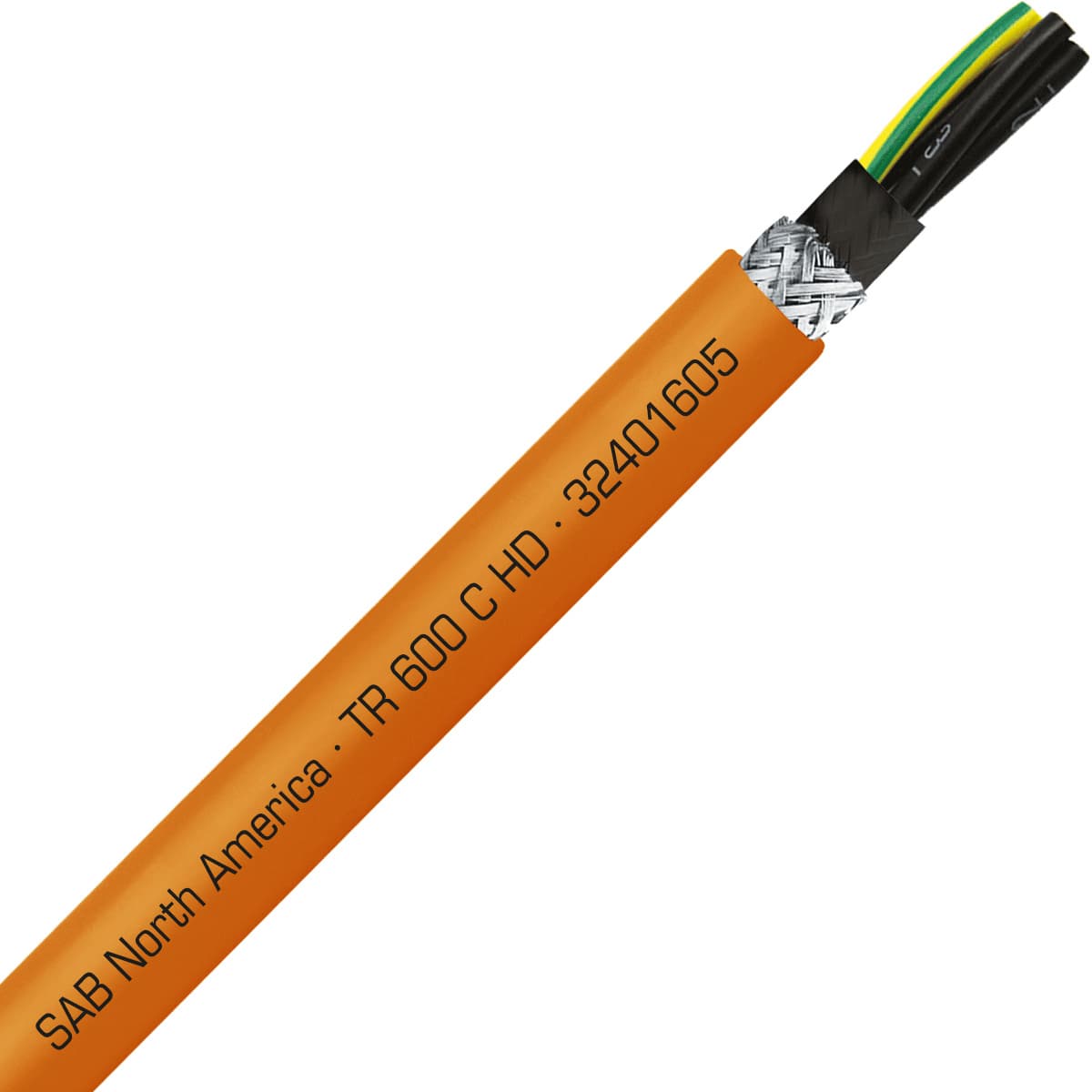 SAB 32401605 TR 600 C HD - 16 AWG/5c, shielded oil resistant heavy duty flexible exposed run orange TPE tray cable, UL, CSA, CE, RoHS SAB 32401605 TR 600 C HD - 16 AWG/5c, shielded oil resistant heavy duty flexible exposed run orange TPE tray cable, UL, CSA, CE, RoHS