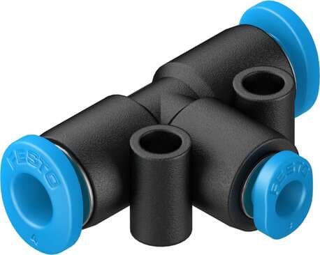 Festo 153368 push-in T-connector QSMT-4-3 reducing. Size: Mini, Nominal size: 1,7 mm, Assembly position: Any, Container size: 10, Design structure: Push/pull principle Festo 153368 push-in T-connector QSMT-4-3 reducing. Size: Mini, Nominal size: 1,7 mm, Assembly position: Any, Container size: 10, Design structure: Push/pull principle