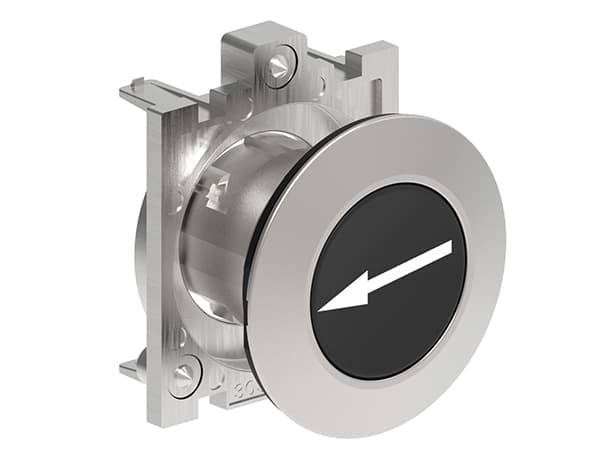 Lovato Electric LPFB1142 LPFB1142 Lovato - Pushbutton actuator, spring return, with symbol dia: 30mm Platinum series flat metal, flush, ‚Üê/Black Lovato Electric LPFB1142 LPFB1142 Lovato - Pushbutton actuator, spring return, with symbol dia: 30mm Platinum series flat metal, flush, ‚Üê/Black