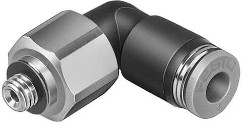 Festo 153529 push-in L-fitting, rotatable QSRL-M5-4 360° rotatable, with ball bearing, male thread with external hexagon. Size: Standard, Nominal size: 1,4 mm, Type of seal on screw-in stud: Sealing ring, Assembly position: Any, Container size: 1 Festo 153529 push-in L-fitting, rotatable QSRL-M5-4 360° rotatable, with ball bearing, male thread with external hexagon. Size: Standard, Nominal size: 1,4 mm, Type of seal on screw-in stud: Sealing ring, Assembly position: Any, Container size: 1