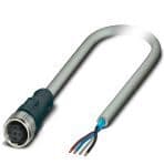 Phoenix Contact 1096027 Sensor/actuator cable, 4-position, PVC, gray, shielded, free cable end, on Socket straight M12, coding: A, cable length: 5 m, Foil shielding plus drain wire Phoenix Contact 1096027 Sensor/actuator cable, 4-position, PVC, gray, shielded, free cable end, on Socket straight M12, coding: A, cable length: 5 m, Foil shielding plus drain wire