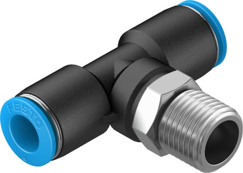 Festo 153110 push-in T-fitting QST-1/4-8 360° orientable, male thread with external hexagon. Size: Standard, Nominal size: 6,7 mm, Type of seal on screw-in stud: coating, Assembly position: Any, Container size: 10 Festo 153110 push-in T-fitting QST-1/4-8 360° orientable, male thread with external hexagon. Size: Standard, Nominal size: 6,7 mm, Type of seal on screw-in stud: coating, Assembly position: Any, Container size: 10
